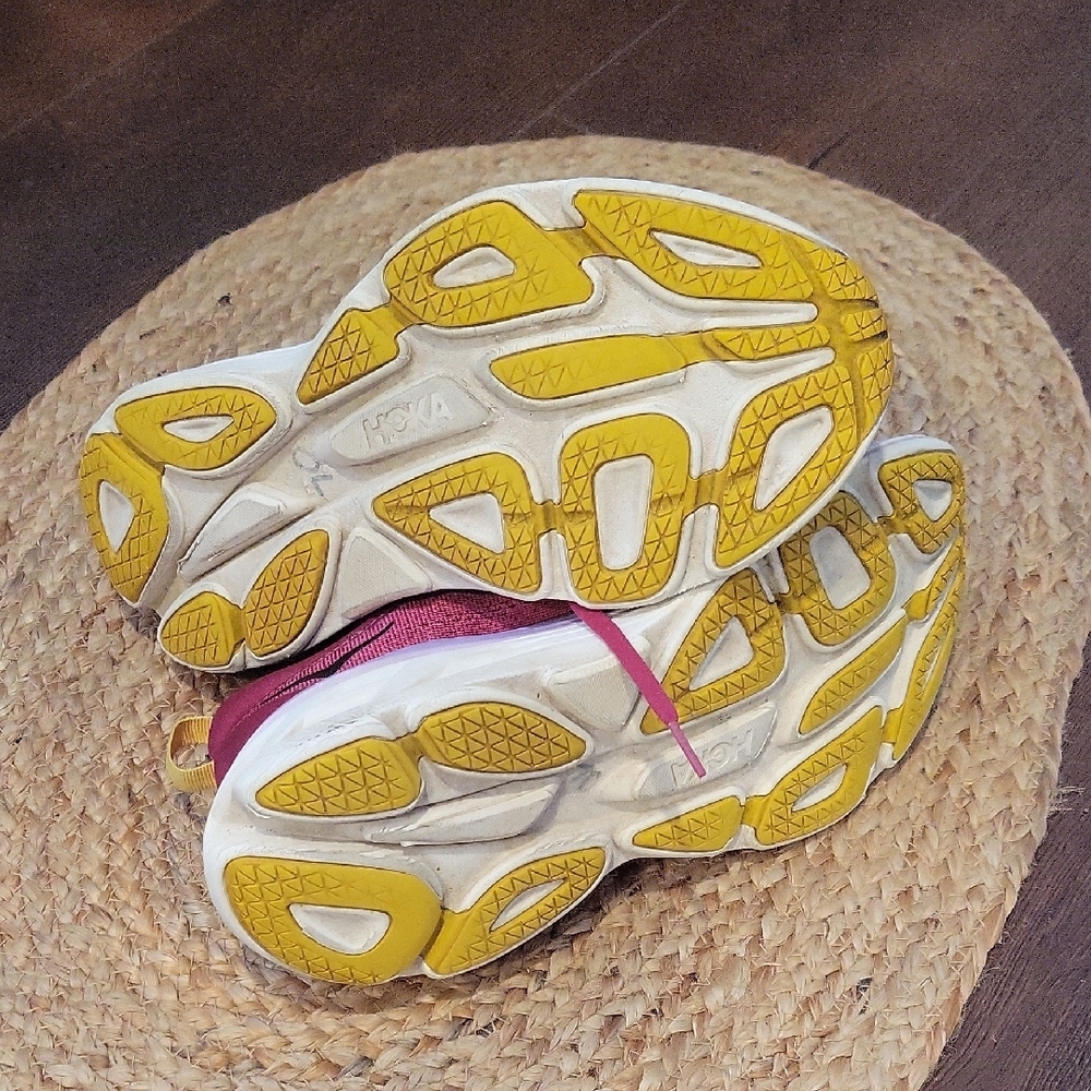 Hoka Women's Pink and Yellow Running Shoes - Picture 11 of 14